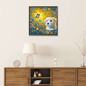 Butterfly Puppy 30*30CM(Canvas) Partial Special Shaped Drill Diamond Painting