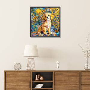 Butterfly Puppy 30*30CM(Canvas) Partial Special Shaped Drill Diamond Painting