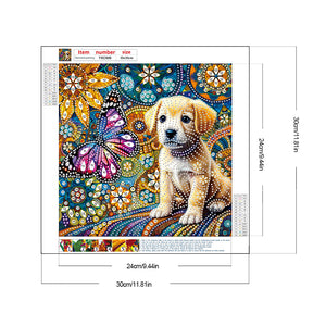 Butterfly Puppy 30*30CM(Canvas) Partial Special Shaped Drill Diamond Painting