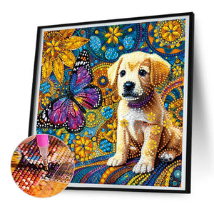 Butterfly Puppy 30*30CM(Canvas) Partial Special Shaped Drill Diamond Painting
