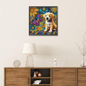 Butterfly Puppy 30*30CM(Canvas) Partial Special Shaped Drill Diamond Painting