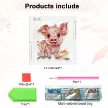 Load image into Gallery viewer, Paper Quilling Piglets 30*30CM(Canvas) Partial Special Shaped Drill Diamond Painting
