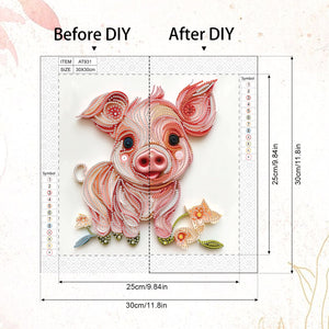 Paper Quilling Piglets 30*30CM(Canvas) Partial Special Shaped Drill Diamond Painting