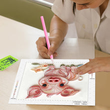 Load image into Gallery viewer, Paper Quilling Piglets 30*30CM(Canvas) Partial Special Shaped Drill Diamond Painting
