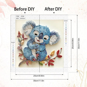 Paper Quilling Koalas 30*30CM(Canvas) Partial Special Shaped Drill Diamond Painting