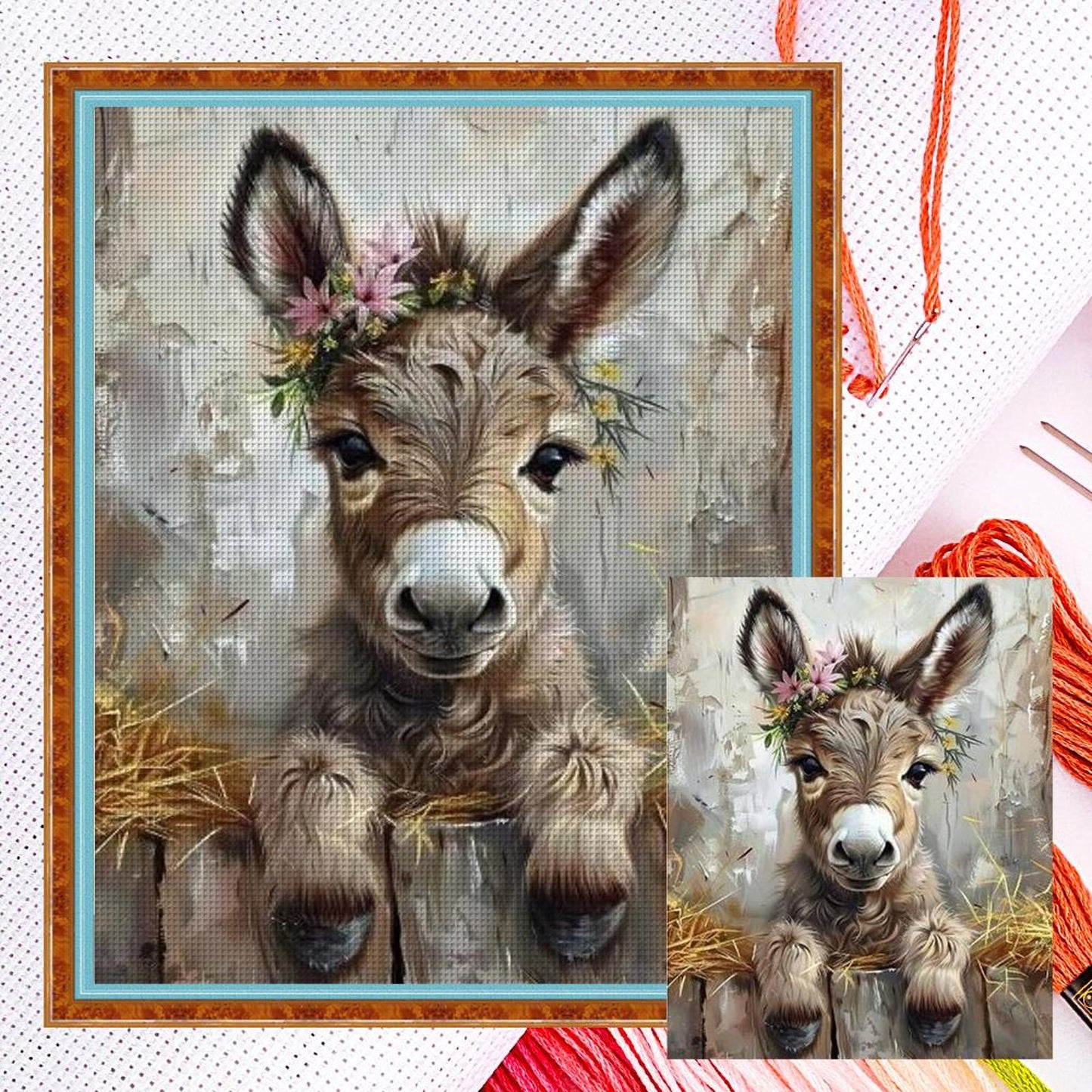 Donkey - Full 14CT Counted Cross Stitch 40x50CM - Yishu