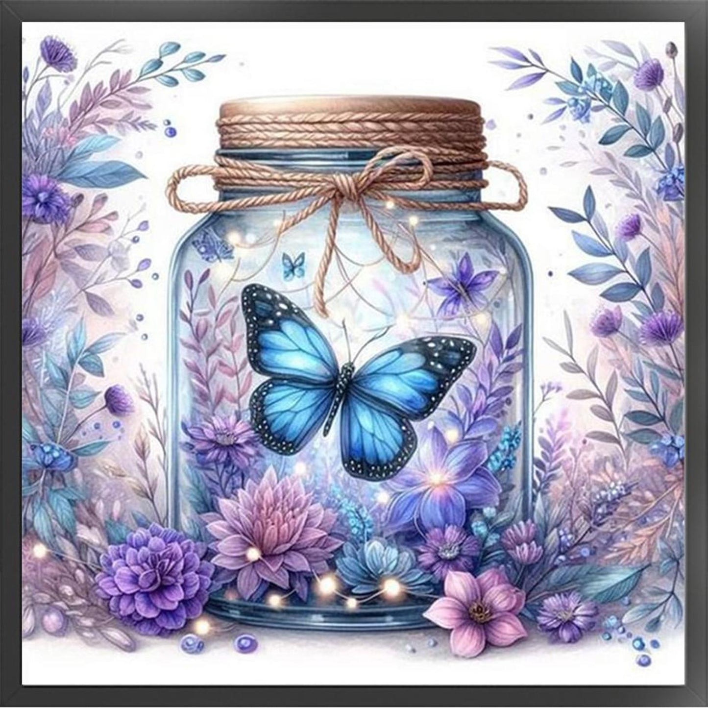 Rose And Butterfly In Bottle - Full 18CT Stamped Cross Stitch 50x50CM - Huacan
