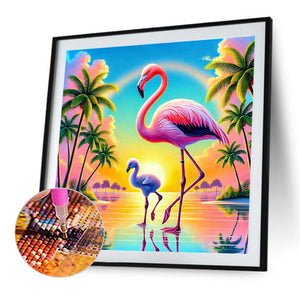 Summer Hawaiian Flamingo 30*30CM(Canvas) Full Round Drill Diamond Painting