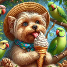 Load image into Gallery viewer, Summer Straw Hat Ice Cream Yorkshire Parrot 30*30CM(Canvas) Full Round Drill Diamond Painting
