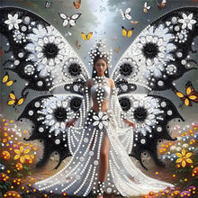 Load image into Gallery viewer, White And Black Butterfly Girl 30*30CM(Canvas) Partial Special Shaped Drill Diamond Painting
