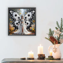 Load image into Gallery viewer, White And Black Butterfly Girl 30*30CM(Canvas) Partial Special Shaped Drill Diamond Painting
