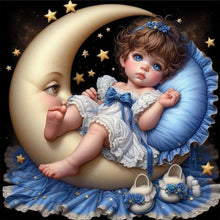 Load image into Gallery viewer, Girl In Pajamas And The Moon 40*40CM(Canvas) Full Round Drill Diamond Painting
