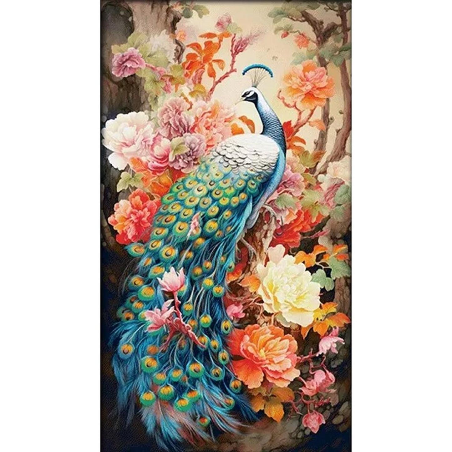 Peony And Peacock - Full 16CT Stamped Cross Stitch 73x119CM - KS(68Colors )