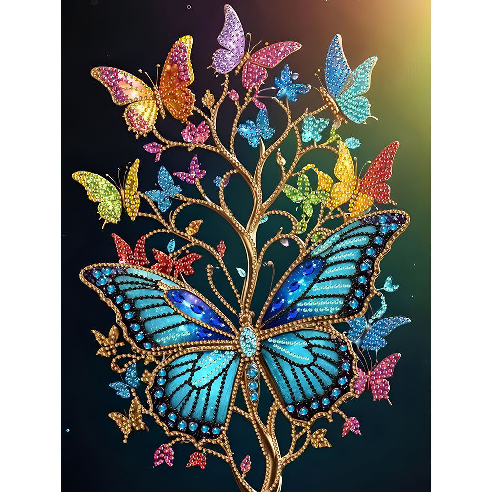 Dream Butterfly Tree 30*40CM(Canvas) Partial Special Shaped Drill Diamond Painting