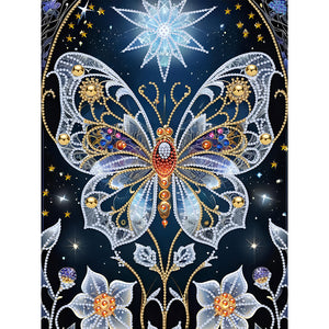 Dream Butterfly Flower 30*40CM(Canvas) Partial Special Shaped Drill Diamond Painting