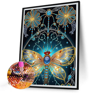 Dream Butterfly Flower 30*40CM(Canvas) Partial Special Shaped Drill Diamond Painting