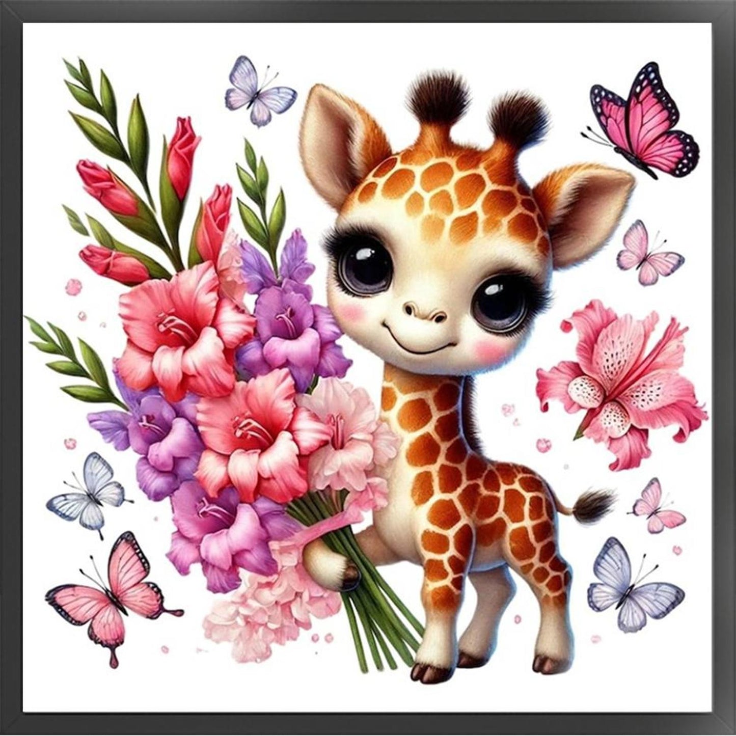 Giraffe And Flowers - Full 11CT Stamped Cross Stitch 40x40CM - Huacan