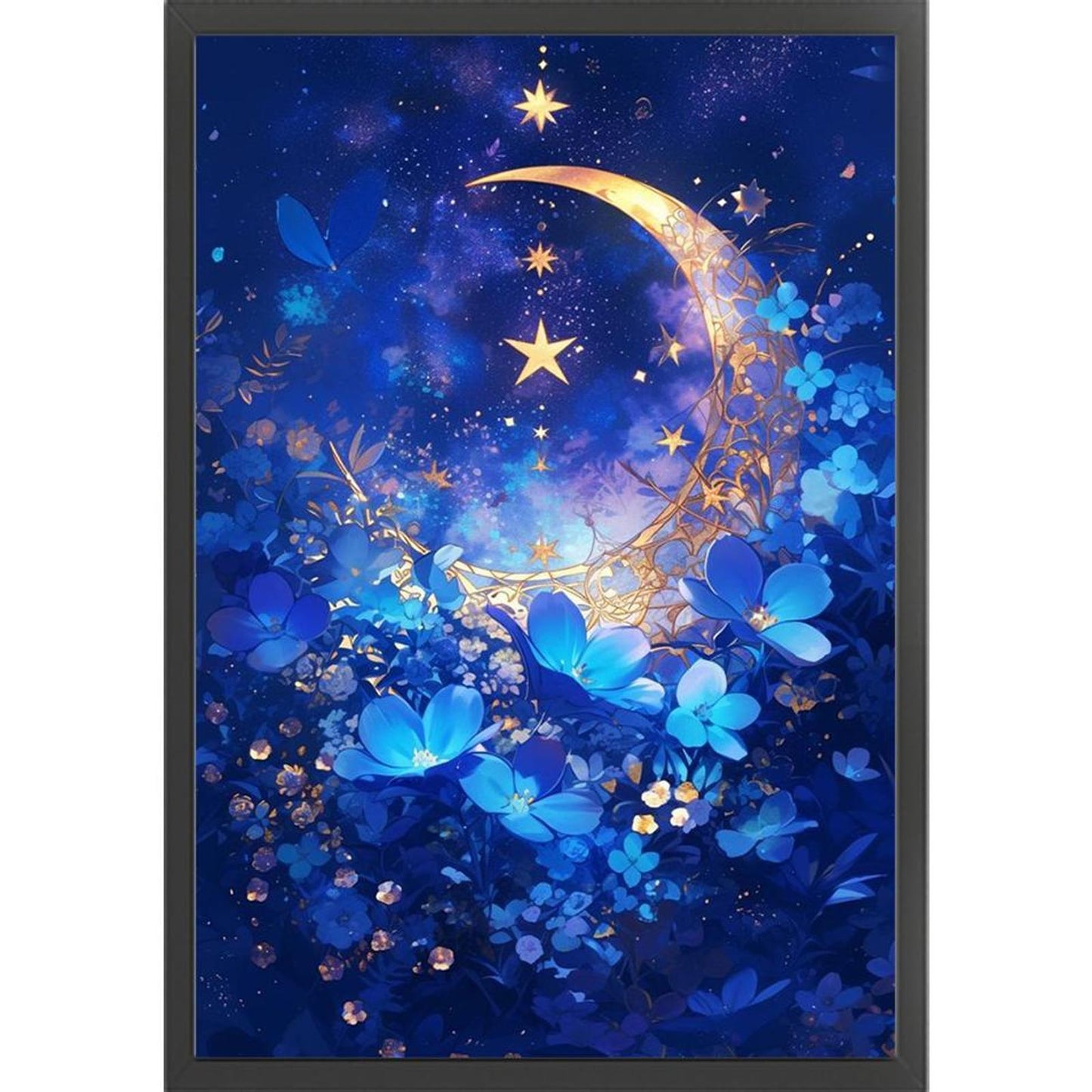Stars, Moon And Flowers - Full 11CT Stamped Cross Stitch 60x40CM - Yishu