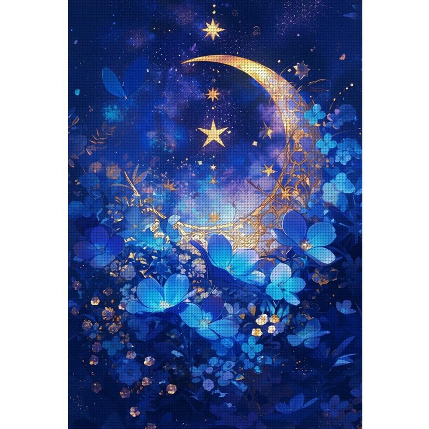 Stars, Moon And Flowers - Full 11CT Stamped Cross Stitch 60x40CM - Yishu