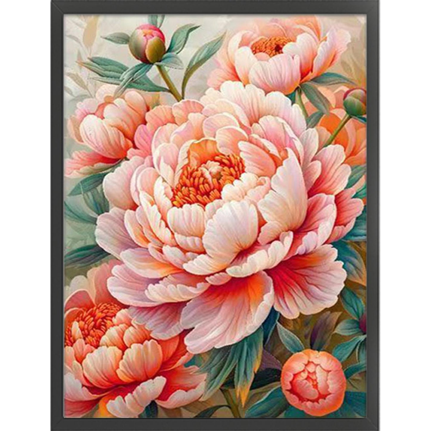 Auspicious Pink Peony - Full 11CT Stamped Cross Stitch - Bead Embroidery 50x65CM/19.69x25.59in