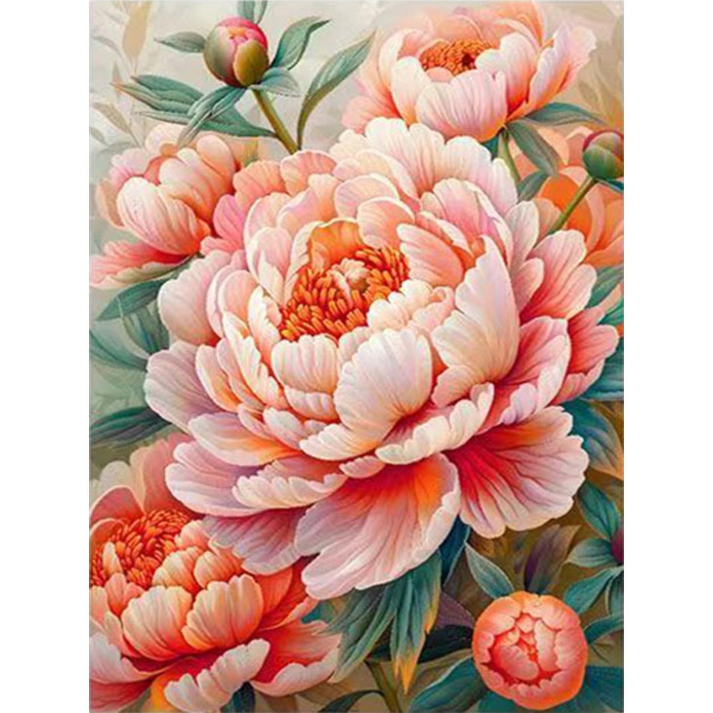 Auspicious Pink Peony - Full 11CT Stamped Cross Stitch - Bead Embroidery 50x65CM/19.69x25.59in
