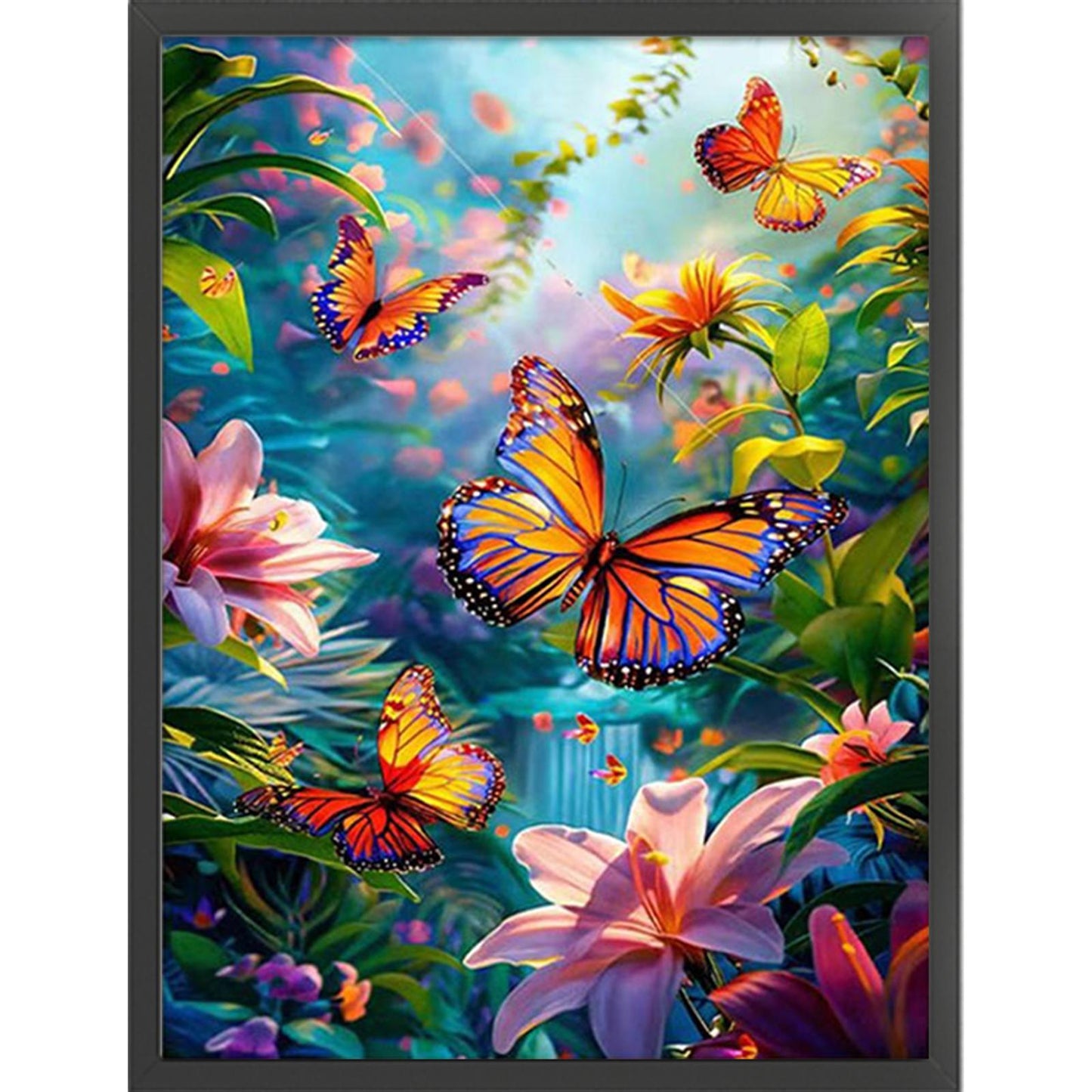 Flowers Dancing with Butterflies - Full 11CT Stamped Cross Stitch - Bead Embroidery 60x80CM/23.62x31.50in