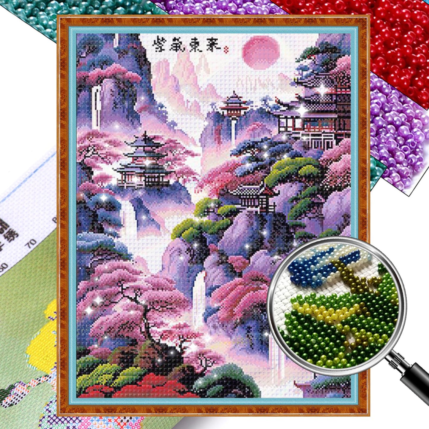 Vertical Version: Purple Air from the East - Full 11CT Stamped Cross Stitch - Bead Embroidery 50x65CM/19.69x25.59in