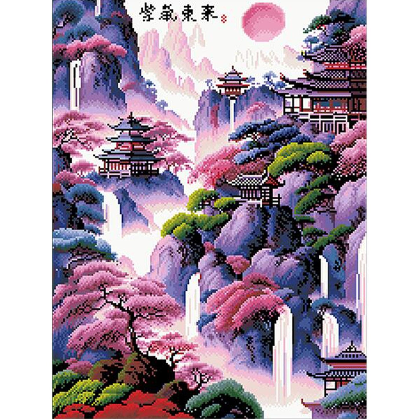 Vertical Version: Purple Air from the East - Full 11CT Stamped Cross Stitch - Bead Embroidery 50x65CM/19.69x25.59in