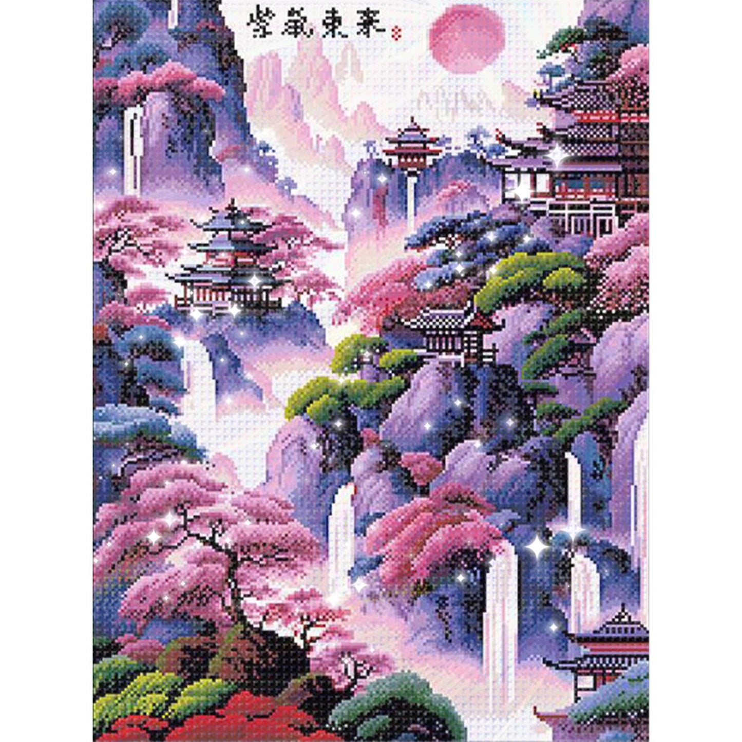 Vertical Version: Purple Air from the East - Full 11CT Stamped Cross Stitch - Bead Embroidery 50x65CM/19.69x25.59in
