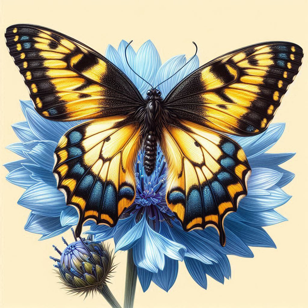Blue Butterfly 40*40CM(Canvas) Full Round Drill Diamond Painting