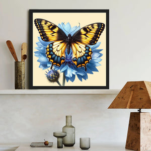 Blue Butterfly 40*40CM(Canvas) Full Round Drill Diamond Painting