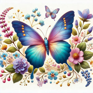Flower Butterfly 40*40CM(Canvas) Full Round Drill Diamond Painting