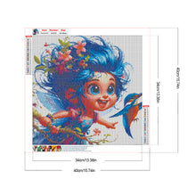 Load image into Gallery viewer, Blue-Haired Elf Girl And Hummingbird 40*40CM(Canvas) Full Round Drill Diamond Painting
