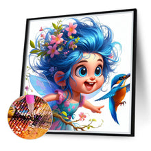 Load image into Gallery viewer, Blue-Haired Elf Girl And Hummingbird 40*40CM(Canvas) Full Round Drill Diamond Painting
