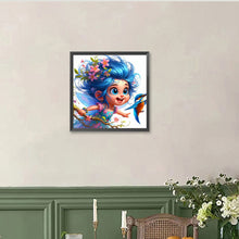Load image into Gallery viewer, Blue-Haired Elf Girl And Hummingbird 40*40CM(Canvas) Full Round Drill Diamond Painting
