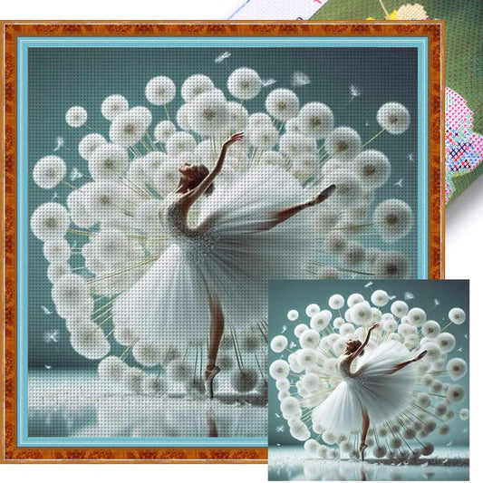 Ballet Girl - Full 14CT Stamped Cross Stitch 40x40CM - Huacan