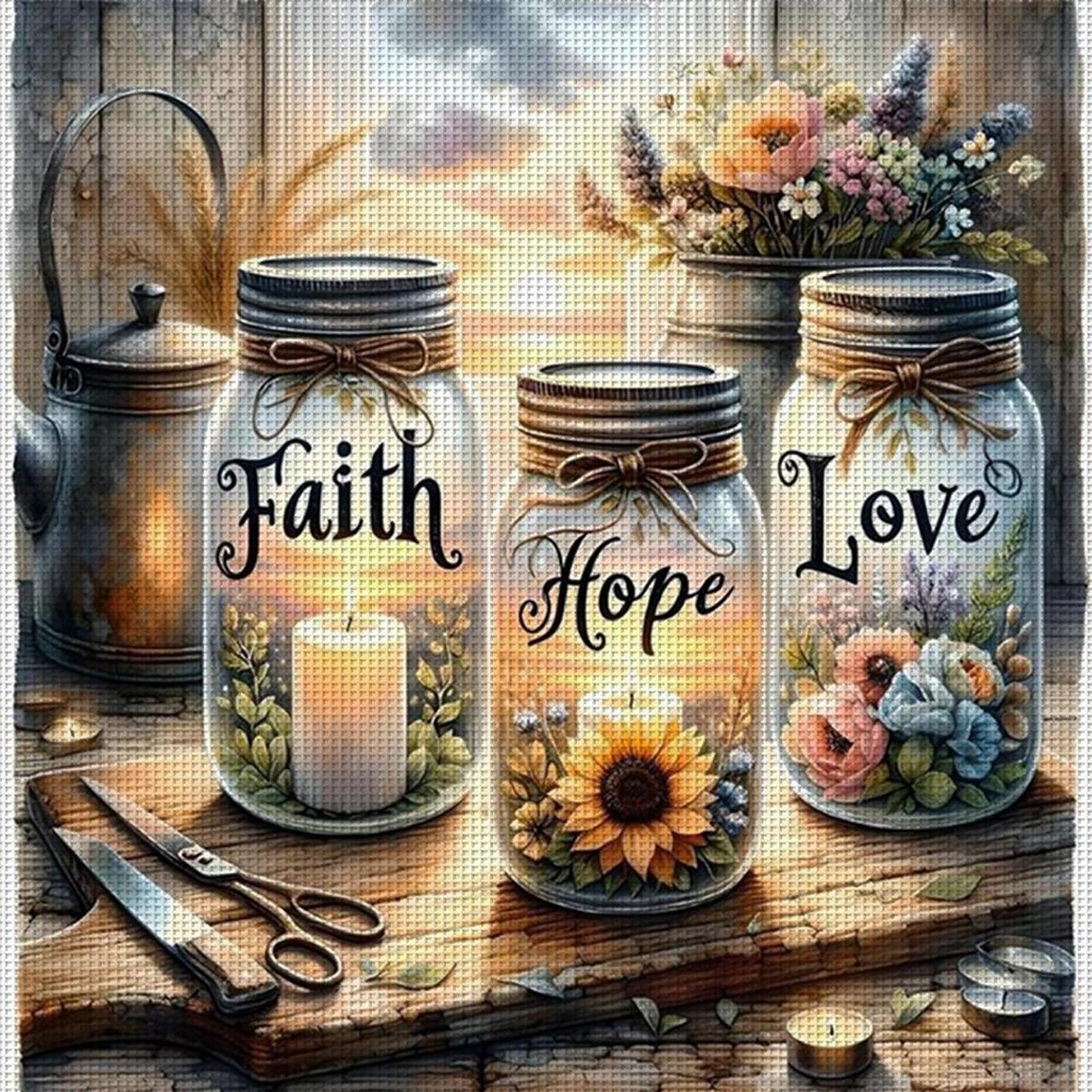 Jars And Vases - Full 11CT Counted Cross Stitch 45x45CM - Yishu