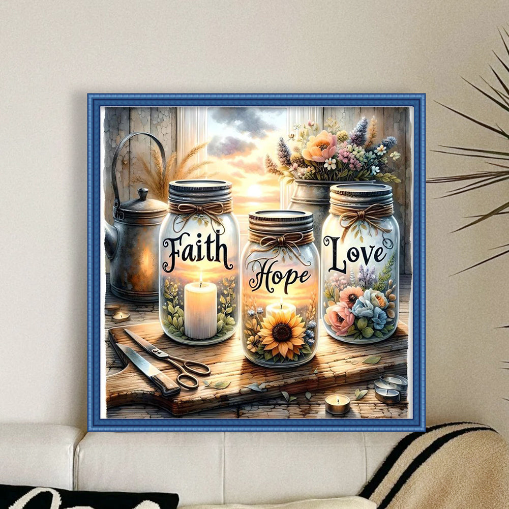 Jars And Vases - Full 11CT Counted Cross Stitch 45x45CM - Yishu