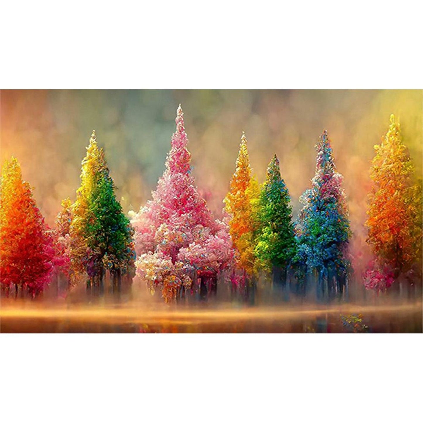 Acrylic Style Natural Forest - Full 14CT Stamped Cross Stitch 66x40CM - Huacan