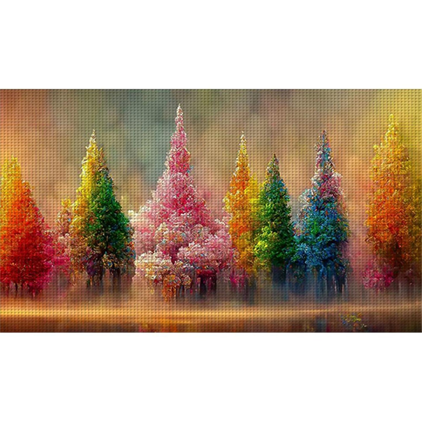 Acrylic Style Natural Forest - Full 14CT Stamped Cross Stitch 66x40CM - Huacan