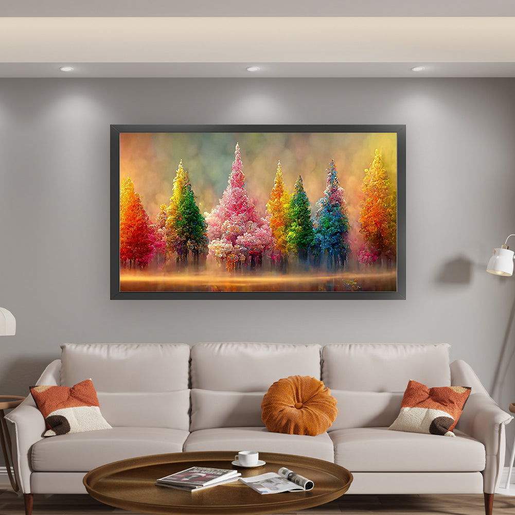 Acrylic Style Natural Forest - Full 14CT Stamped Cross Stitch 66x40CM - Huacan