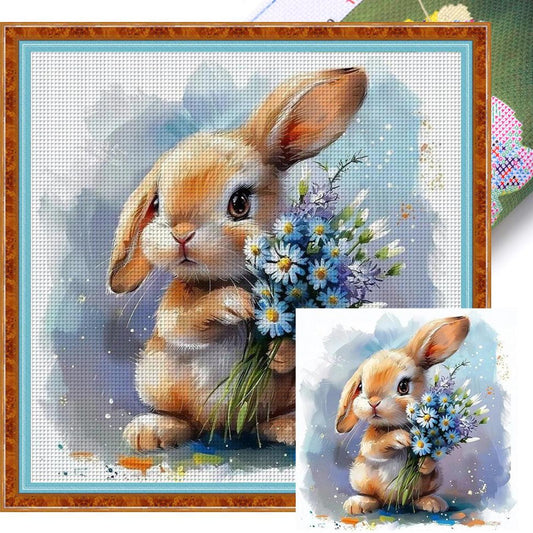 Vintage Rabbit - Full 11CT Stamped Cross Stitch 40x40CM - Yishu