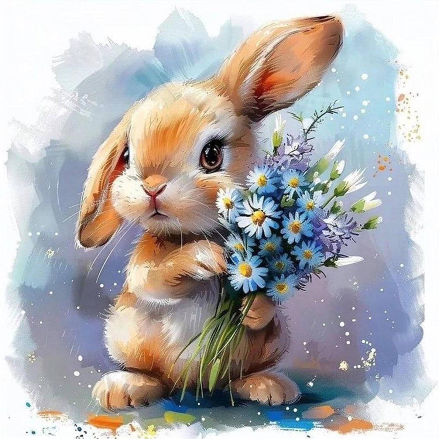 Vintage Rabbit - Full 11CT Stamped Cross Stitch 40x40CM - Yishu