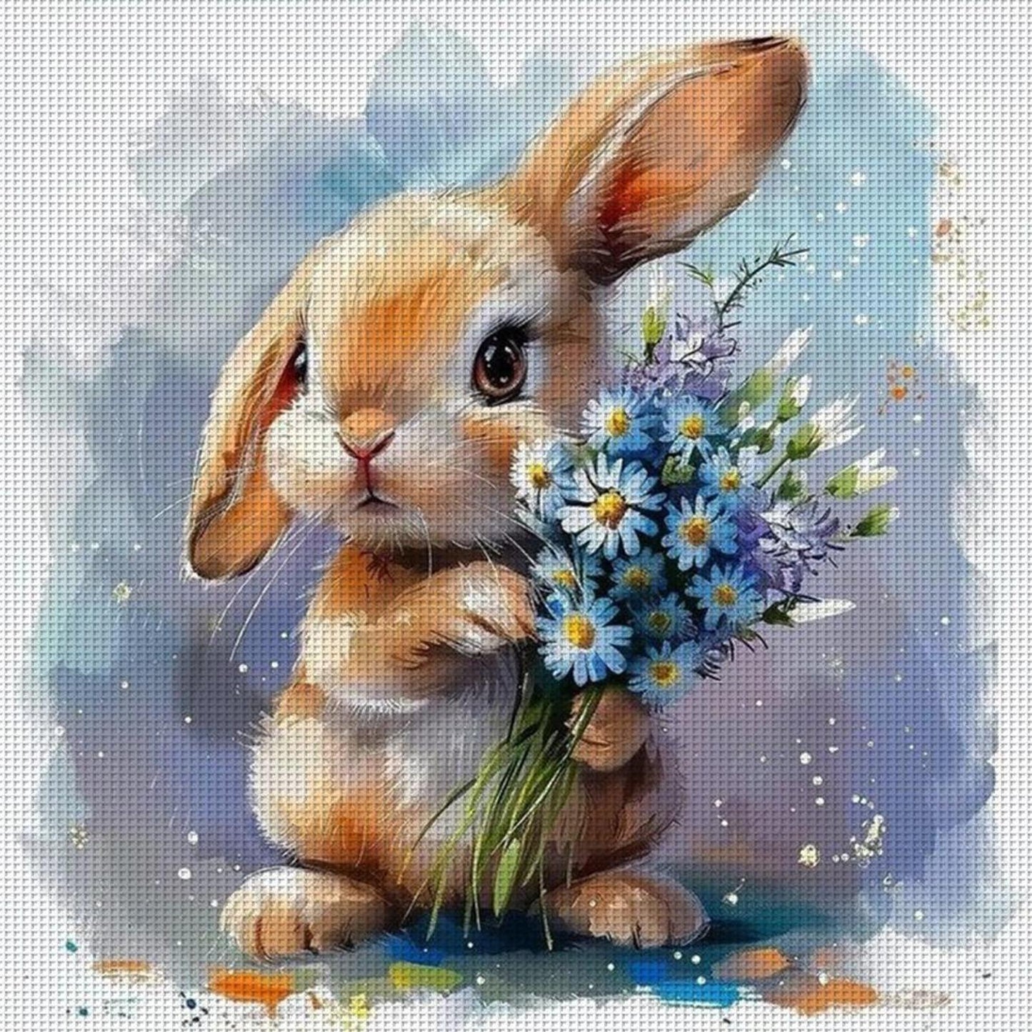 Vintage Rabbit - Full 11CT Stamped Cross Stitch 40x40CM - Yishu