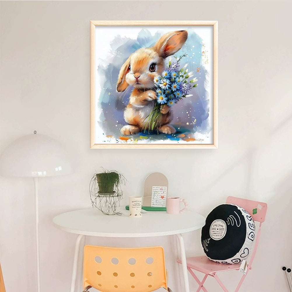 Vintage Rabbit - Full 11CT Stamped Cross Stitch 40x40CM - Yishu