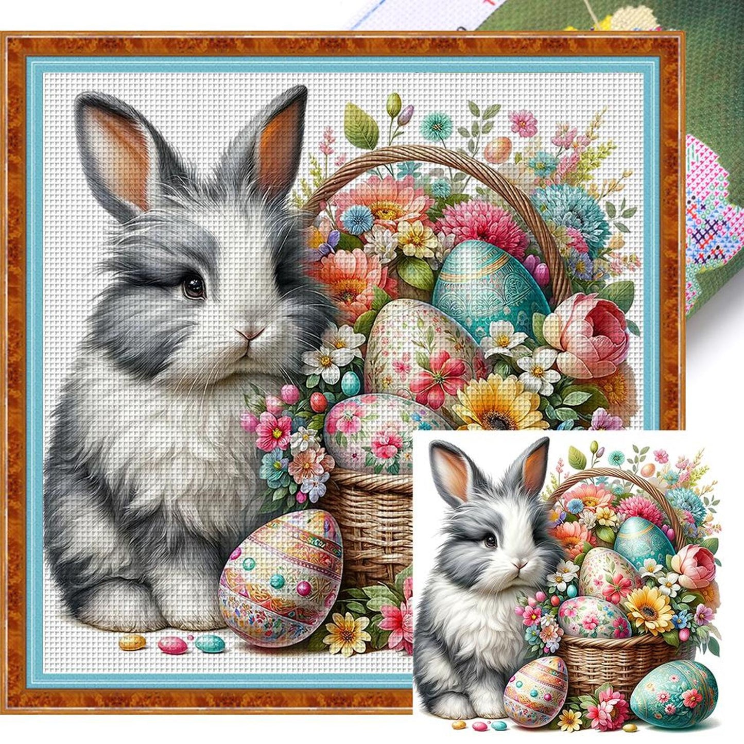 Easter Rabbit - Full 11CT Stamped Cross Stitch 40x40CM - Yishu