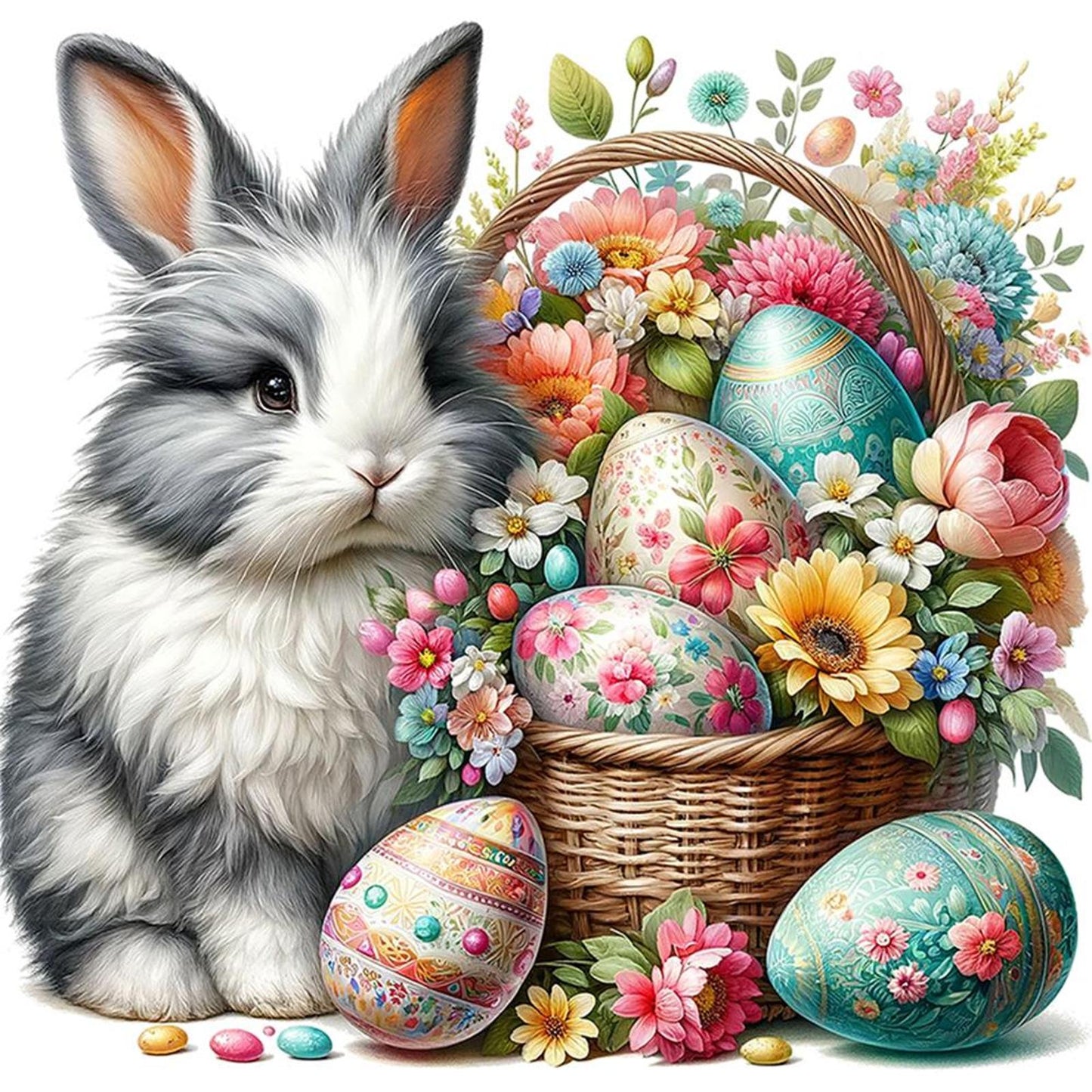 Easter Rabbit - Full 11CT Stamped Cross Stitch 40x40CM - Yishu