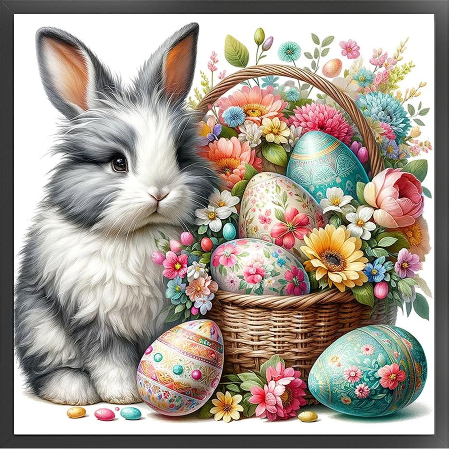 Easter Rabbit - Full 11CT Stamped Cross Stitch 40x40CM - Yishu