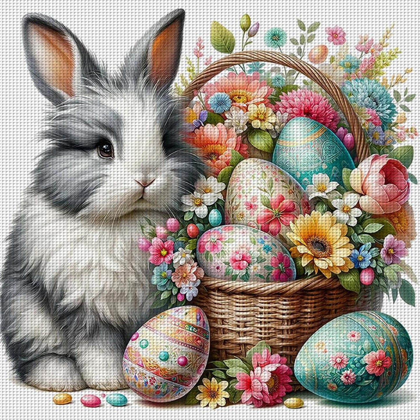 Easter Rabbit - Full 11CT Stamped Cross Stitch 40x40CM - Yishu