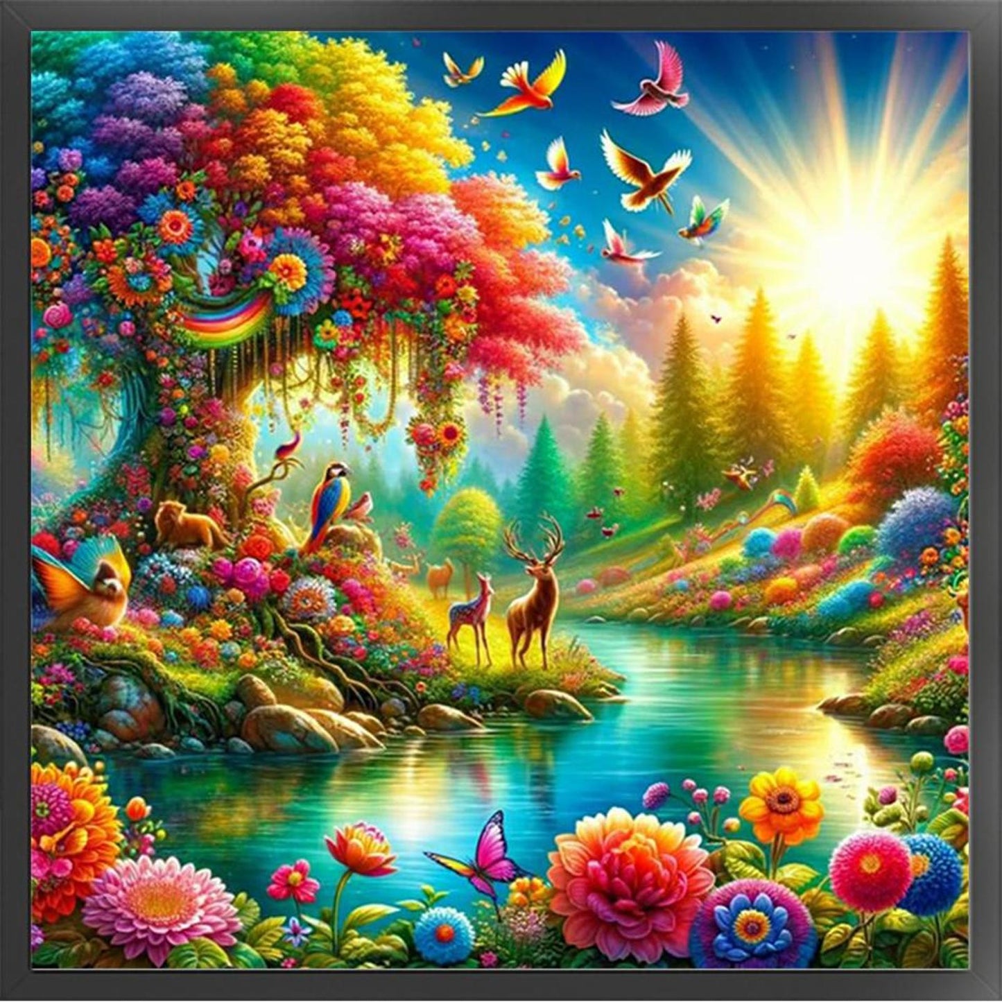 Forest Stream - Full 14CT Counted Cross Stitch 40x40CM - Yishu